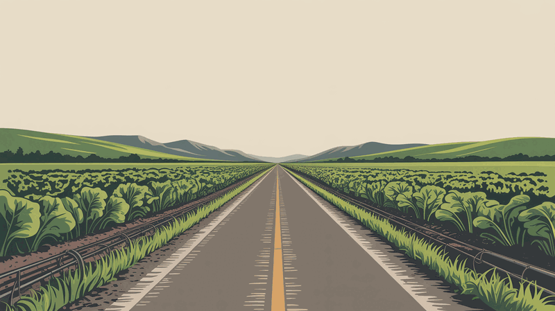 Illustration of farmland and canyon country near Twin Falls, Idaho